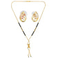 AanyaCentric Gold-Polished Short Mangalsutra Set with Earrings