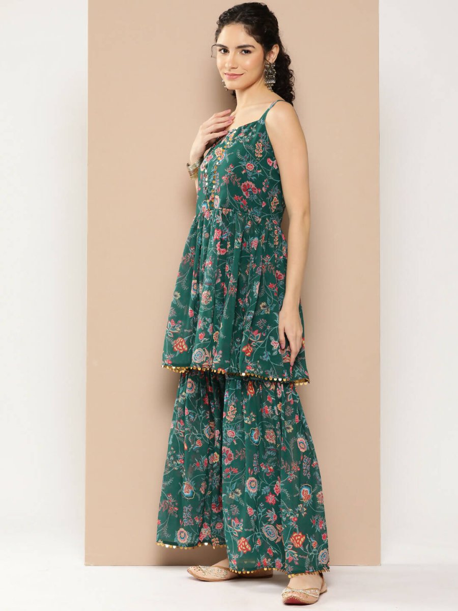 Ahalyaa Womens Kurta Set - Green | Swadesiicart