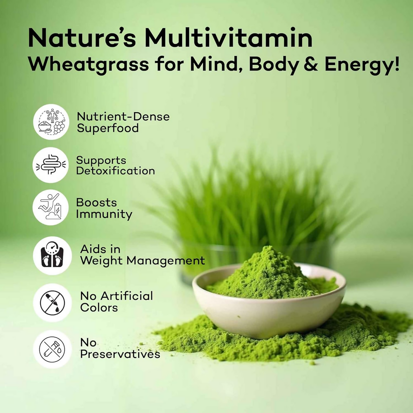 Ishva Wheatgrass Powder Pure & Natural Superfood Detoxifies, Supports Digestion & Promotes Vitality | Swadesiicart