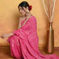 Very Much Indian Handblock Printed Cotton Saree With Natural Dyes - Pink | Swadesiicart