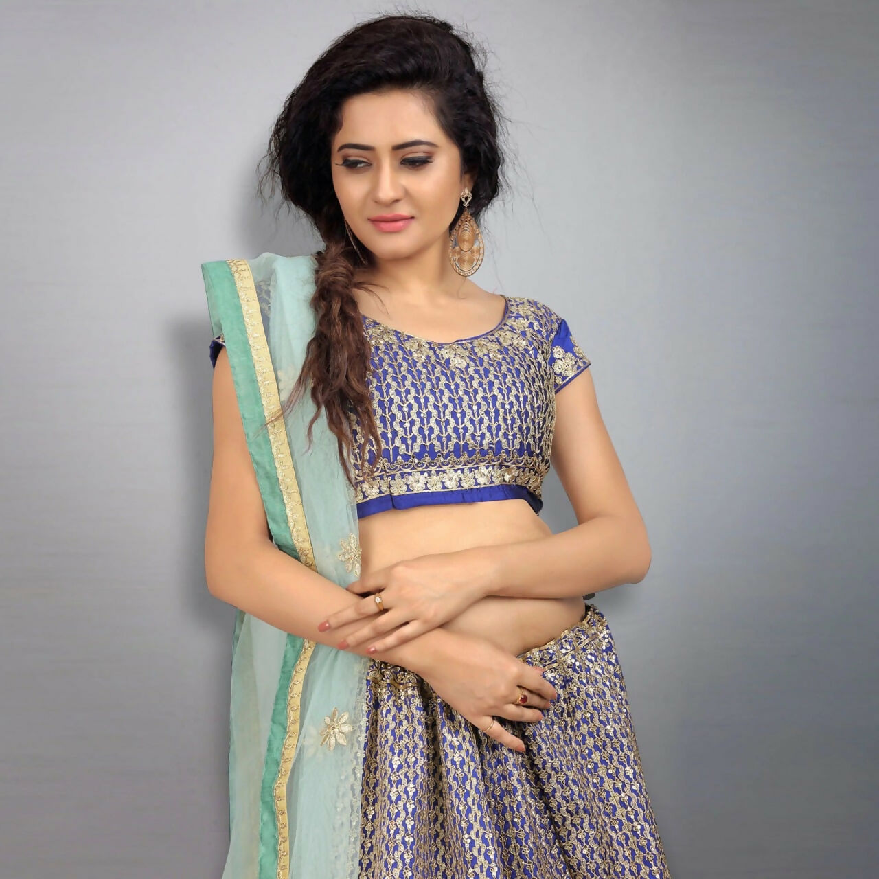 Jyoti Fashion Royal Blue Sequence, Dori & Zari Embroidery Tafeta Silk Lehenga Choli with Dupatta | Swadesiicart