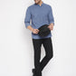 Even Apparels Blue Color Pure Cotton Short Men's Kurta With Band Collar | Swadesiicart