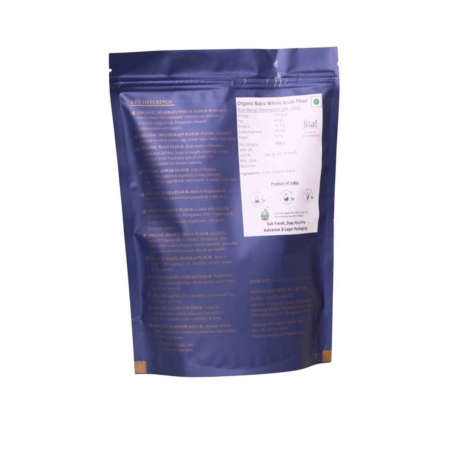 Earthen Story Certified Organic Bajra Flour - Swadesiicart