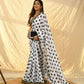 Vamsee Polka Dot Black & White Nylon Saree - Swadesiicart