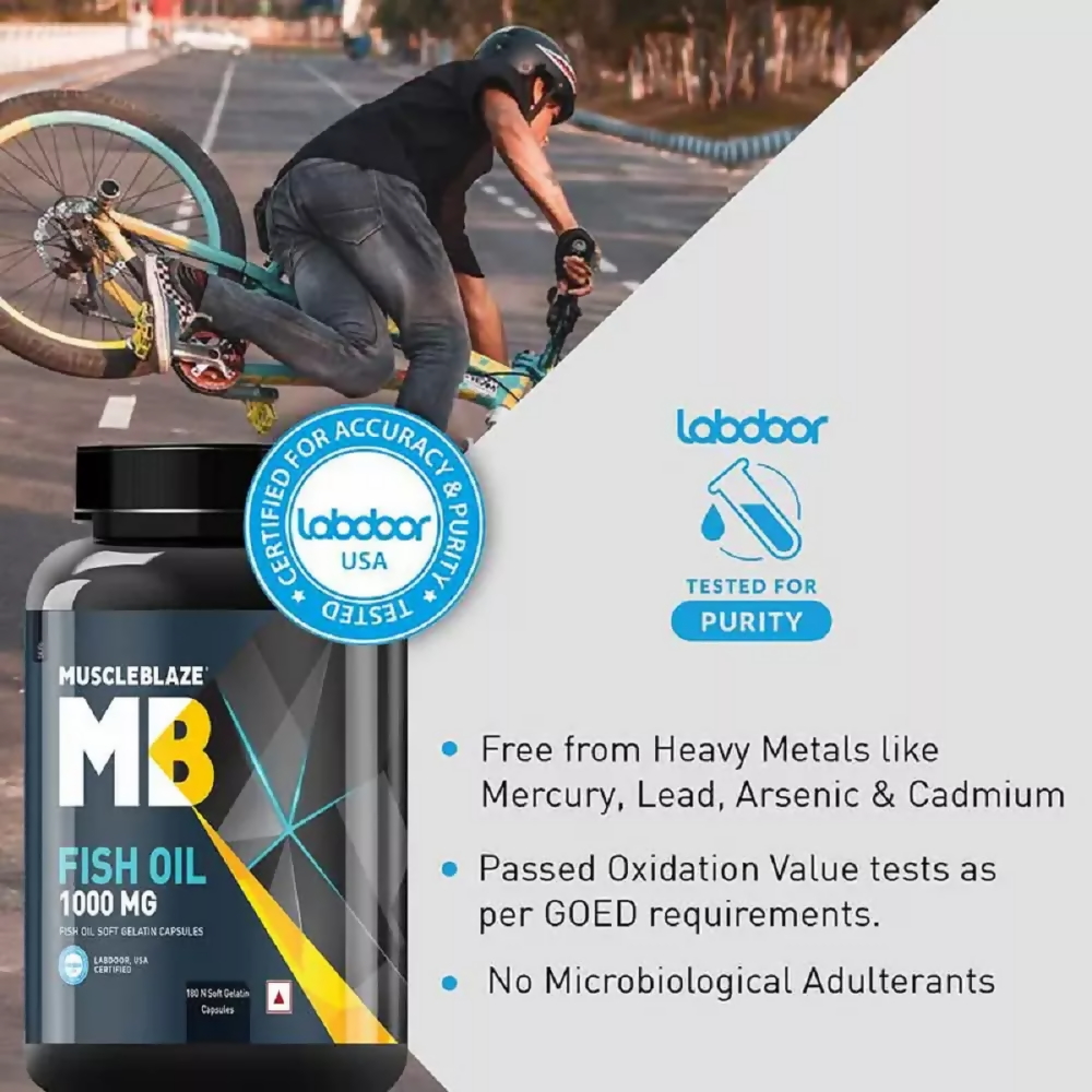 MuscleBlaze Fish Oil 1000 Mg Capsules | Swadesiicart