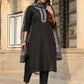Juniper Women's Black Silk Solid Embroidered Kurta Set | Swadesiicart