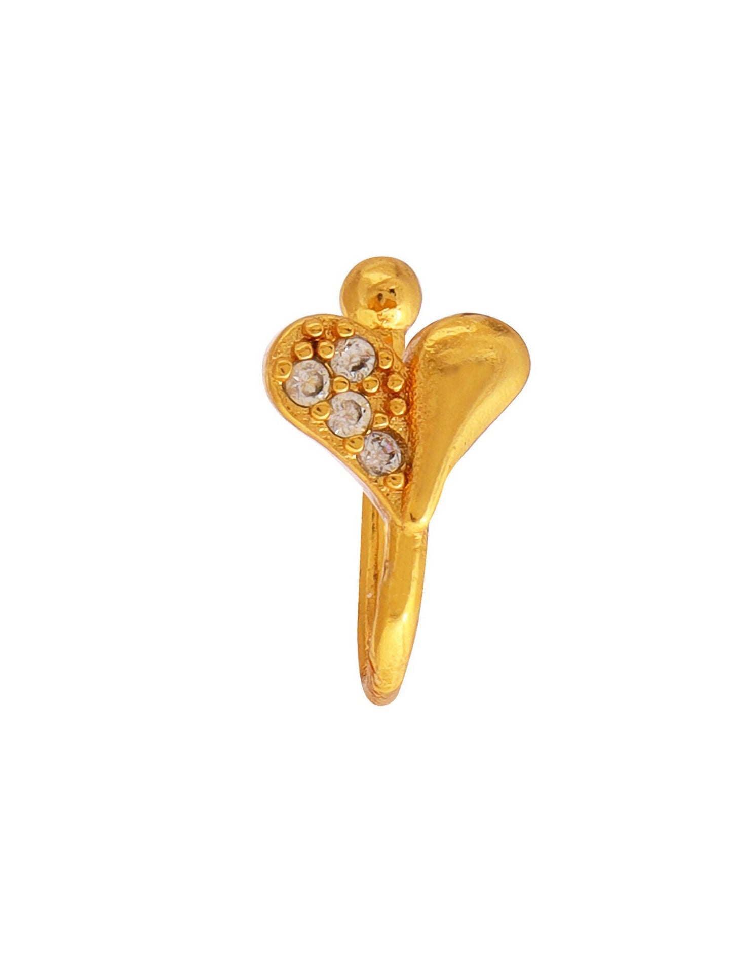 Ruby Raang Gold Heart Nose Pin | Swadesiicart