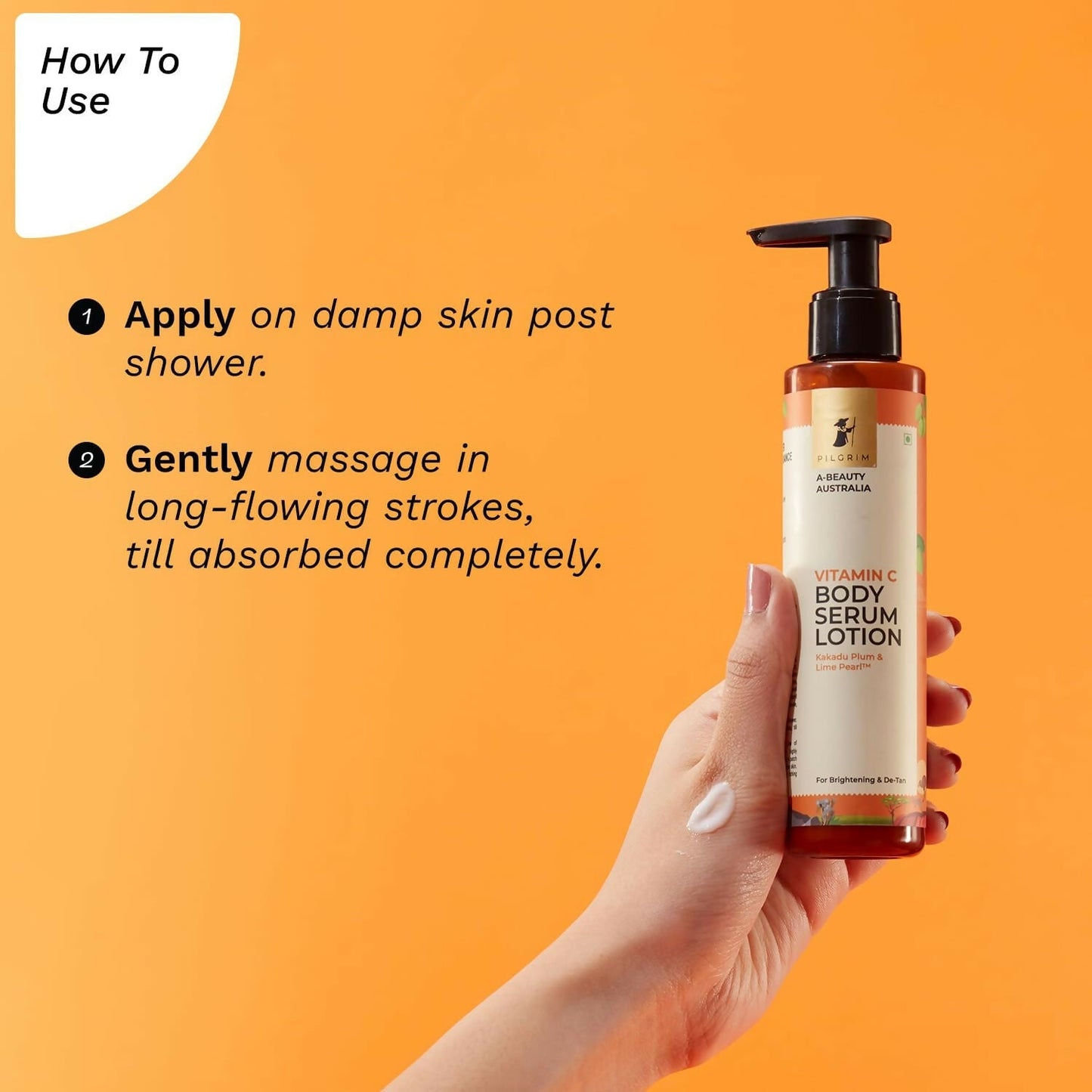 Pilgrim Australian Vitamin C Body Serum Lotion with Kakadu Plum & Lime Pearl, Fades Dark Spots & Evens Skin Tone For Brightening & Detan - Limited Time Offer - Swadesiicart