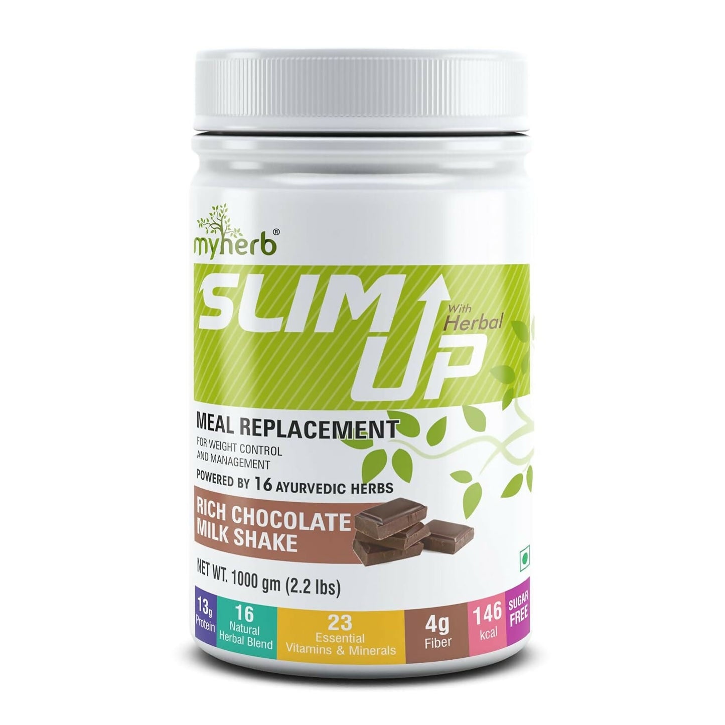 Myherb Slim Up Meal Replacement Shake With 16 Natural Herbal Blend For Men & Women - Chocolate Milk Shake - Swadesiicart