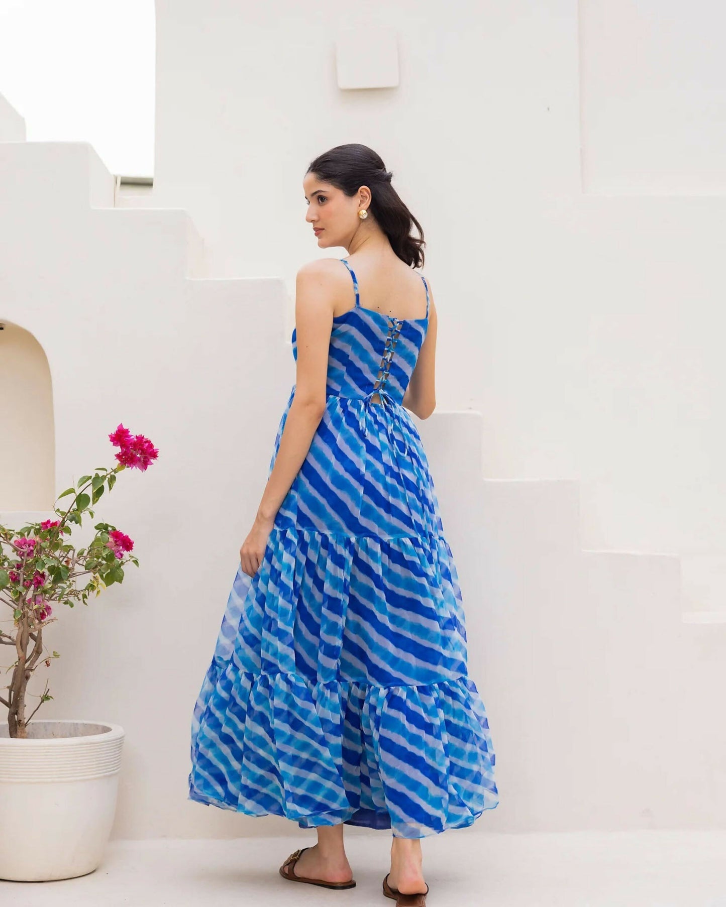 Aayaa Designer crape hand work Multi indo western - Blue