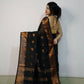 Exclusive Collection Beautiful Black Cotton Silk Woven Handloom Saree With Running Blouse Piece - Swadesiicart