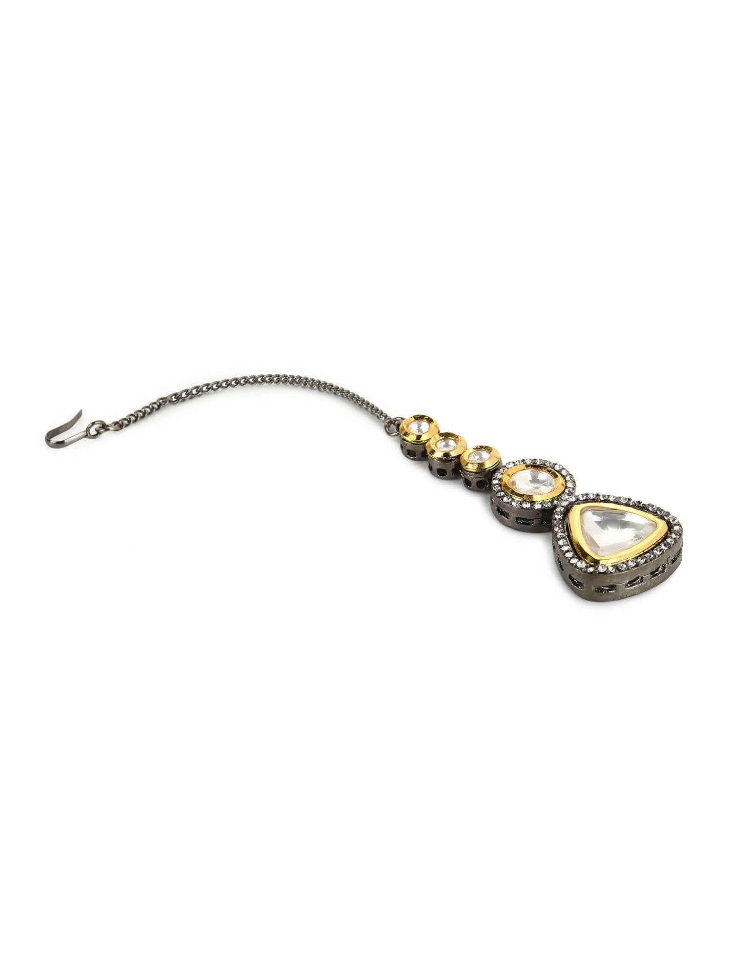 Gold-Polished Gold-Toned Kundan Maang Tikka - Ruby Raang | Swadesiicart