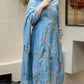 The52 Blue Women's Beautiful Cotton Fabric Thread Work Straight Kurta, Pant and Dupatta Set - Swadesiicart