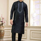 Raivat Ethnic Banarasi Art Silk Thread and Mirror Work Kurta Pajama In Black Colour | Swadesiicart
