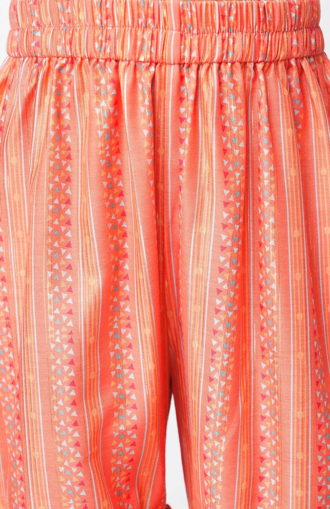Lil Drama Golden Weaves Orange Crop Top With Palazzo Co-Ordinate Set - Swadesiicart