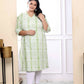 Miravan Women's Plus Size White And Green Tie Dye Cotton Kurti - Swadesiicart