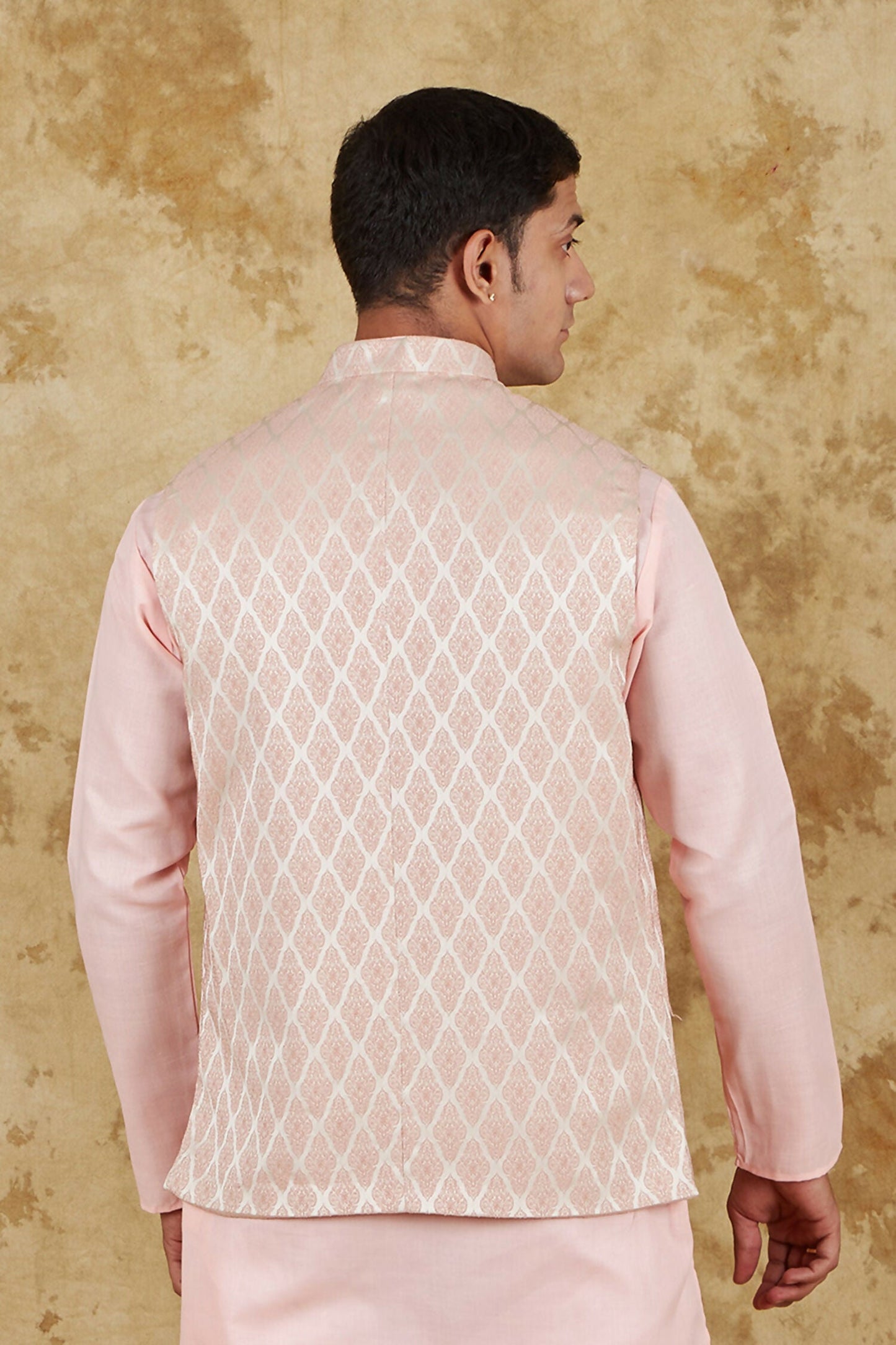Bluesaanchi Men's Jacquard Rosy Waistcoat | Swadesiicart