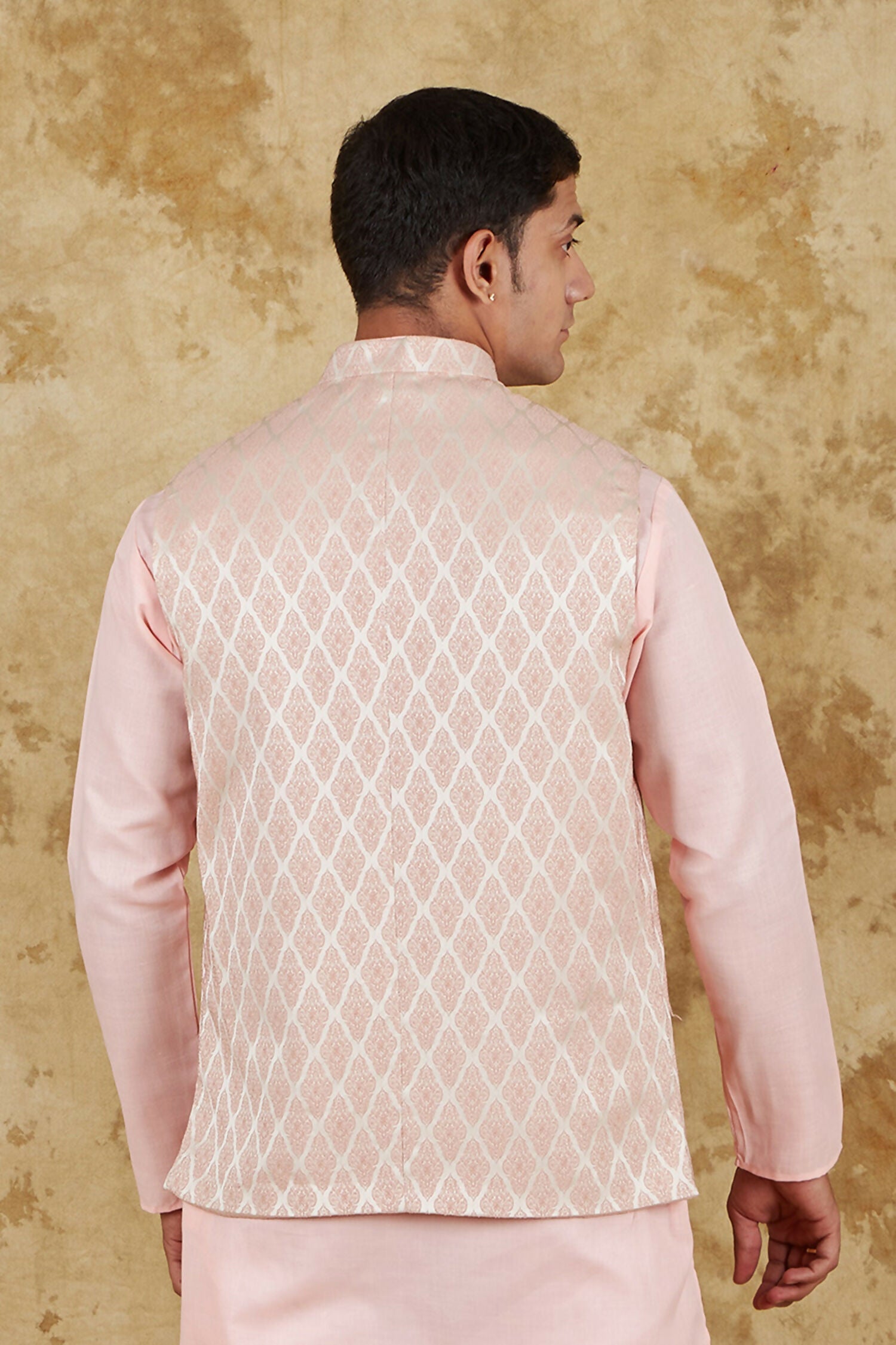 Bluesaanchi Men's Jacquard Rosy Waistcoat | Swadesiicart