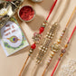 NVR Men Set of 4 Multicolor Stone-Studded Ganesh Rakhi With Roli Chawal | Swadesiicart