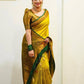 Vamika Weaving Banarasi Jacquard Yellow Kanjivaram Saree | Swadesiicart