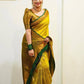 Vamika Weaving Banarasi Jacquard Yellow Kanjivaram Saree | Swadesiicart