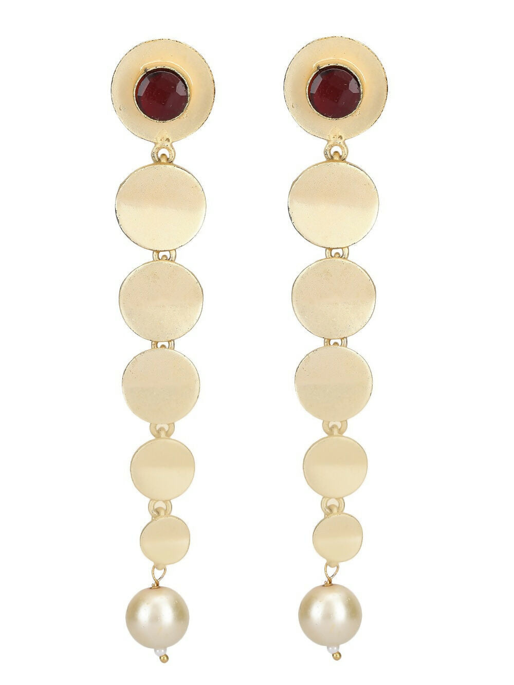 Joban Fashion Women Long Pattern Matte Gold Earrings | Swadesiicart