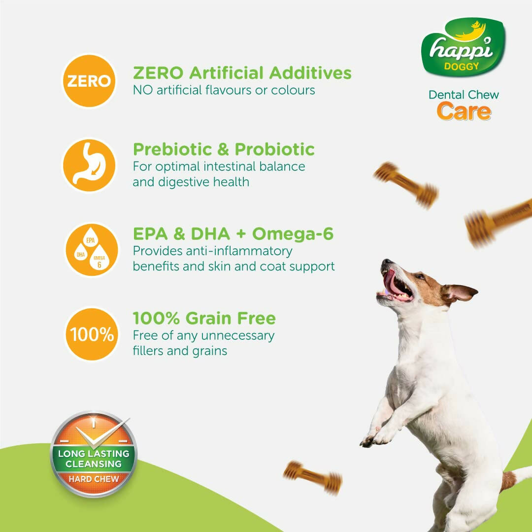 Happi Doggy Dental Chew Care Immune Support Turmeric & Shiitake - Swadesiicart