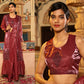 Maroon Tom Silk Plain Ready To Wear Saree With Stitched Blouse - Satiksha | Swadesiicart