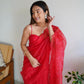 Vamsee Anushka Red Organza Saree - Swadesiicart