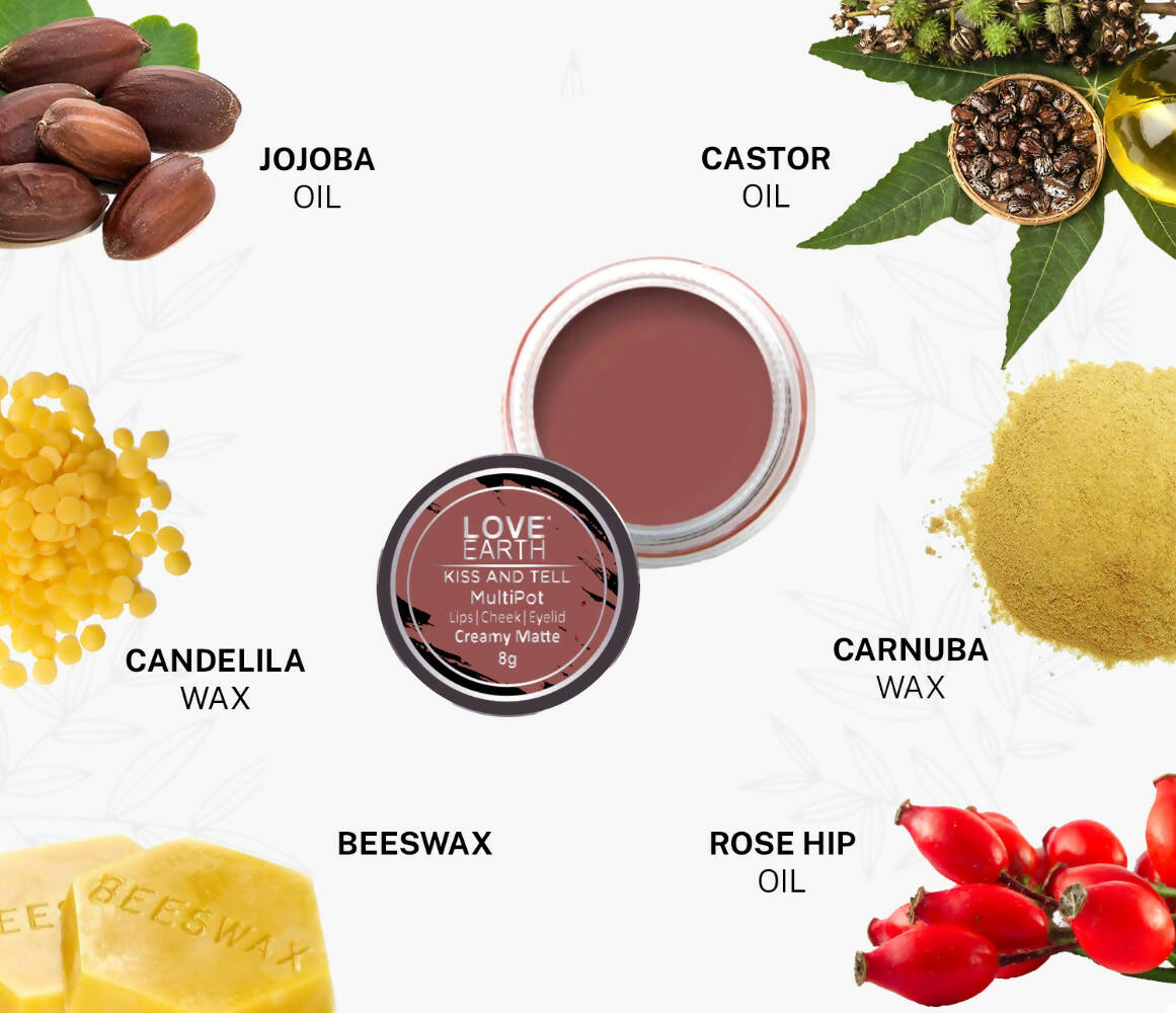 Love Earth Lip Tint & Cheek Tint Multipot-Kiss & Tell - Swadesiicart