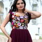 Jyoti Fashion Women's Wine Sequins Embroidery Faux Blooming Anarkali Dress | Swadesiicart