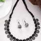 NVR Women's Black Silver-Plated Choke Oxidized Necklace with Jhumka Earrings - NR Retail-NVR