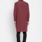 Even Apparels Maroon Pure Cotton Men's Kurta With Contrast Collar And Placket | Swadesiicart