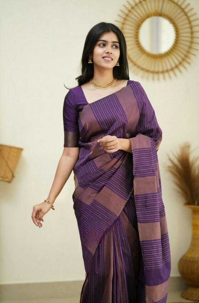 Partywear Designer Purple Banarasi Silk Fancy Saree - Starwalk | Swadesiicart