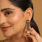 Nuyug 22K Gold-Plated Blue Onyx & Pearl Studded Dome Shaped Jhumkas | Swadesiicart