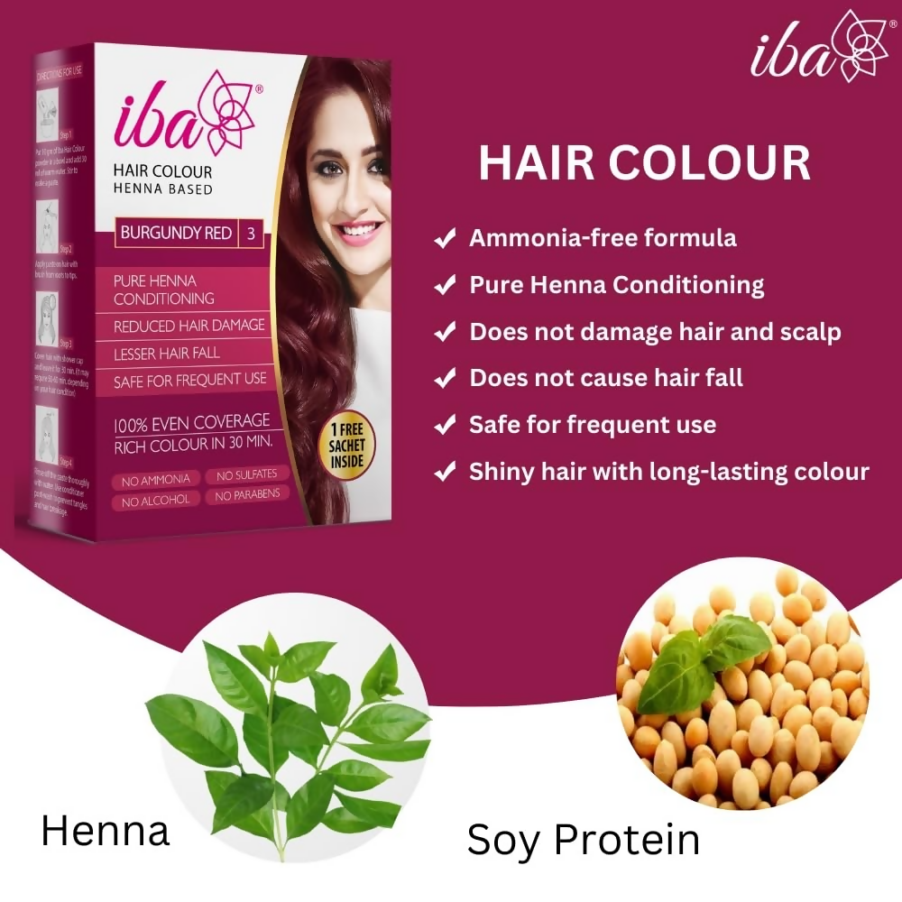 Iba Hair Color - Burgundy Red - Swadesiicart