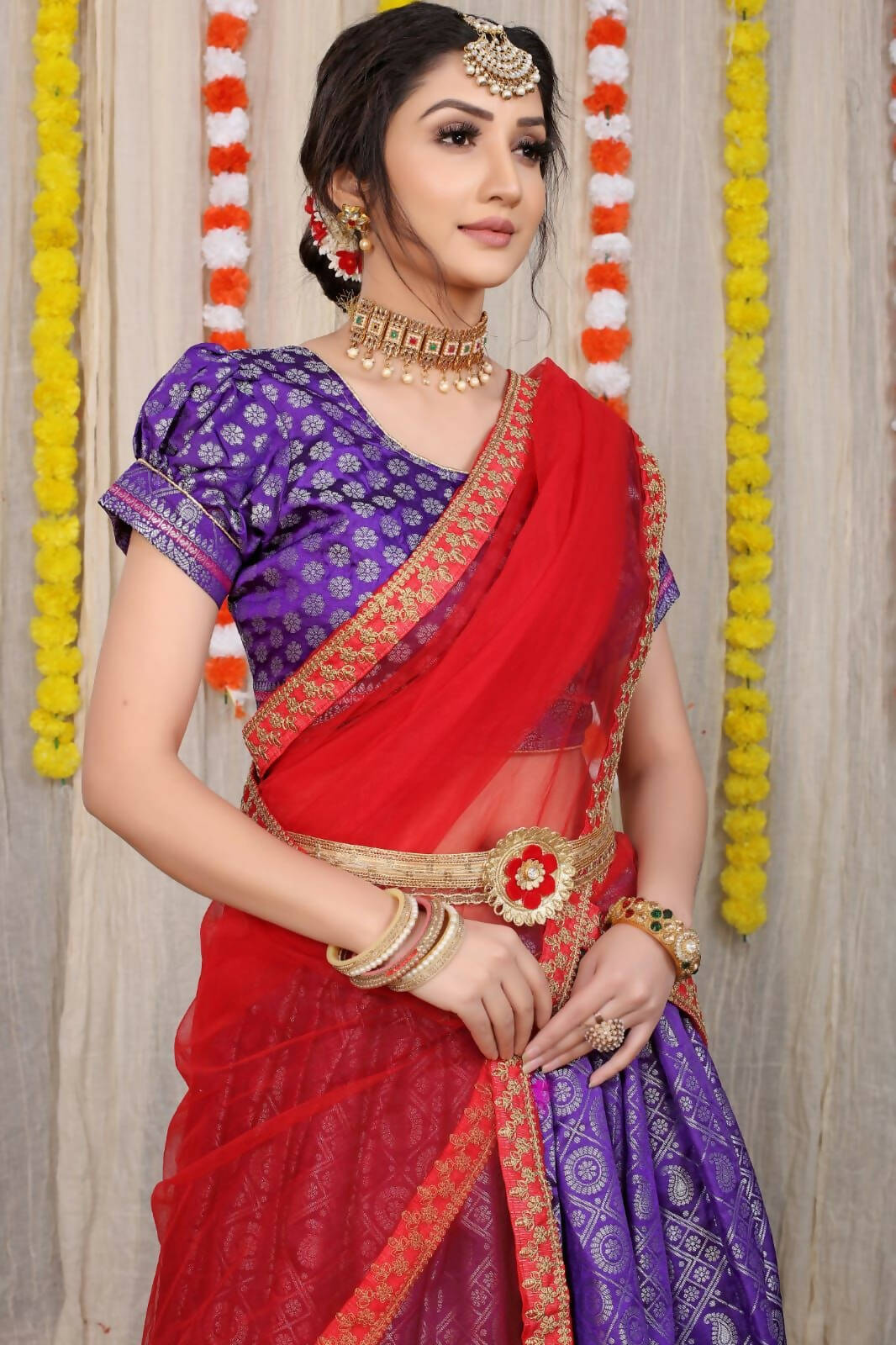 DEIANA'S Beautiful Pure Jari Silk Weaving Lehengha Choli - Purple | Swadesiicart