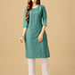 Jyoti Fashion Women's Teal Cotton Blend Embroidered Kurta Pant Set | Swadesiicart