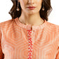 Peach Chinon Digital Printed With Hand Work Kurta - Himanshi - Swadesiicart