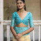 Vishnu Weaves Women's Firozi Handloom Raw Silk Woven Saree with Blouse - Swadesiicart