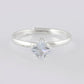 VOJ white CZ-detail Stainless Steel Cubic Zirconia Silver Plated adjustable finger Ring | Swadesiicart