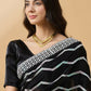 Black Tissue Slub Embroidered Saree with Unstitched Blouse - Vairagi