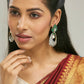 Nuyug 22K Gold-Plated Zircon Studded & Pearl Teardrop Shaped Dangler Earrings | Swadesiicart
