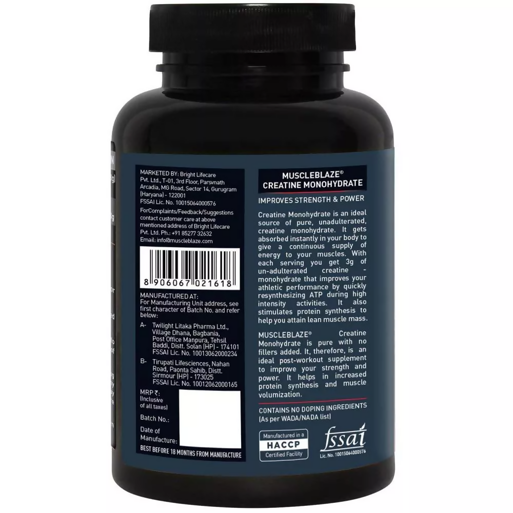 MuscleBlaze Creatine Monohydrate Unflavored | Swadesiicart