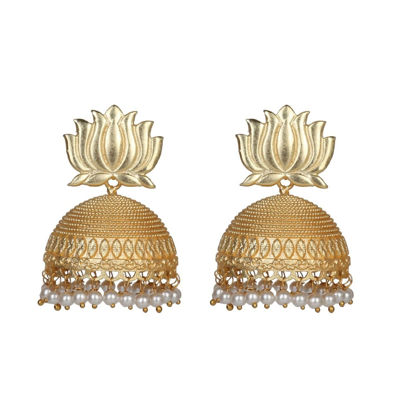 Joban Fashion Women Matte Gold Brass Jhumka | Swadesiicart