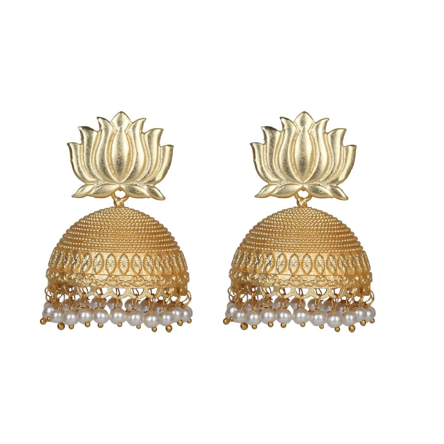Joban Fashion Women Matte Gold Brass Jhumka | Swadesiicart