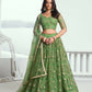 Aastha Fashion Pista Green Butterfly Net Tone To Tone Cotton Thread Work And Sequence Work Embroidery Wedding Wear Lehenga Choli