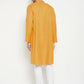 Even Apparels Yellow Viscose Men's Long Kurta With Band Collar | Swadesiicart