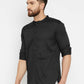 Even Apparels Black Pure Cotton Men's Kurta With Band Collar | Swadesiicart