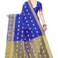 Vamika Banarasi Jacquard Weaving Blue With Gold Print Saree | Swadesiicart